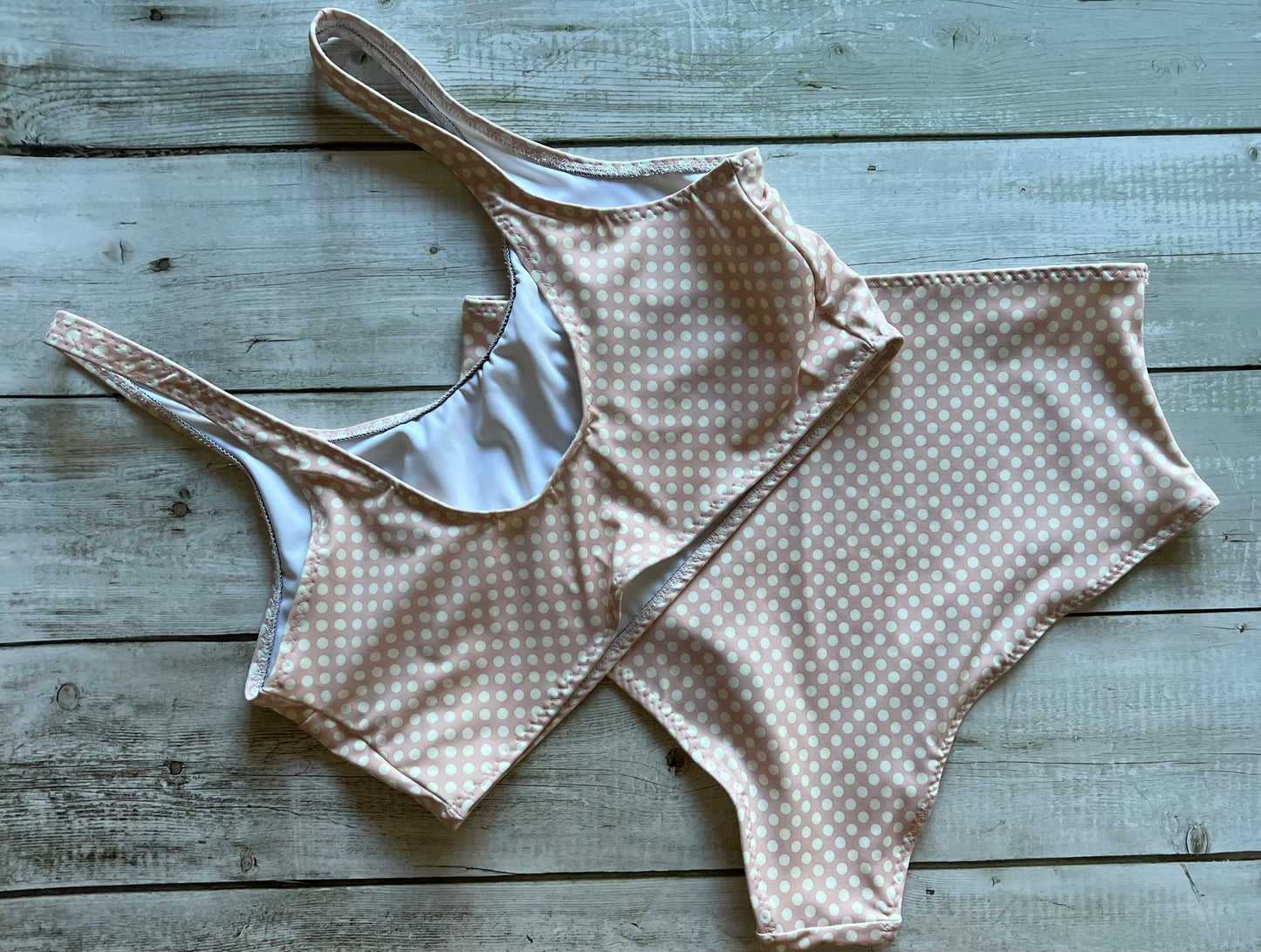 Dusty Pink Spotty Bikini - Size 16