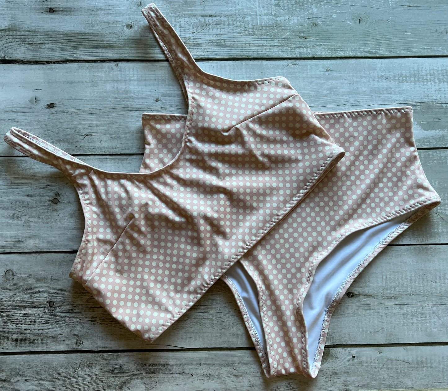 Dusty Pink Spotty Bikini - Size 16