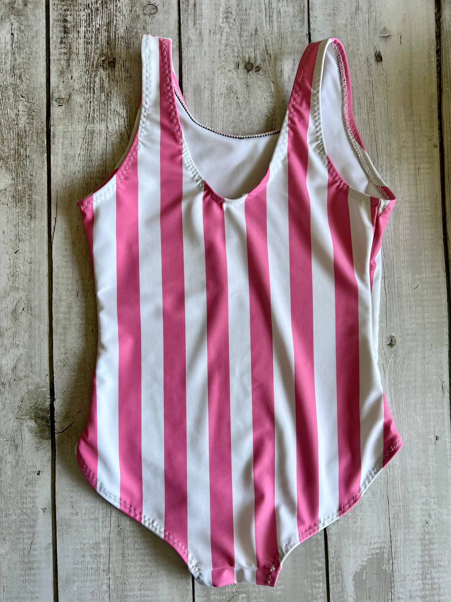 Kids Pink Stripe Swimsuit - Age 8-9