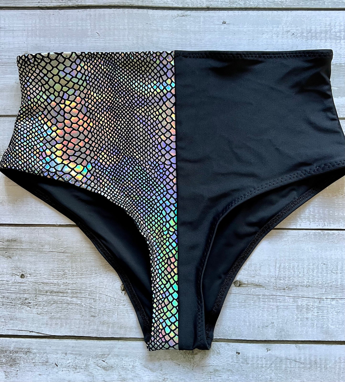 Black & Silver Snake High Bottoms - Size 14
