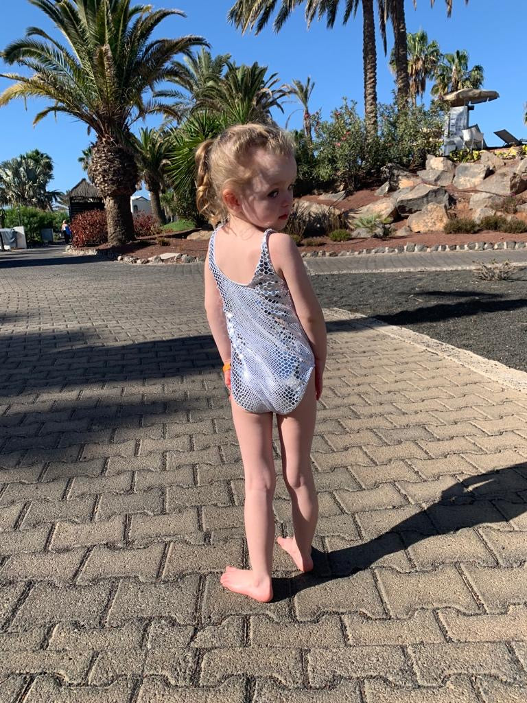 Girls Silver Shine Swimsuit