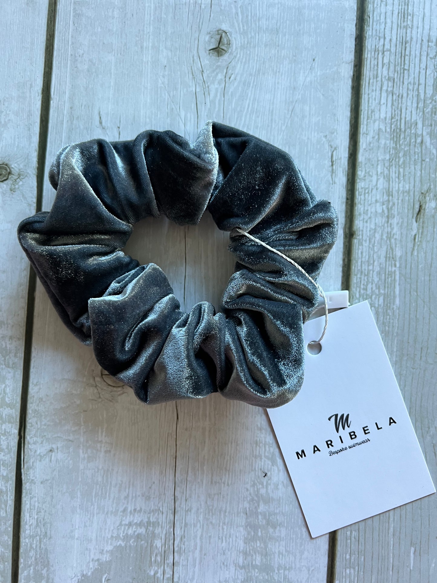 Grey Velvet Scrunchie