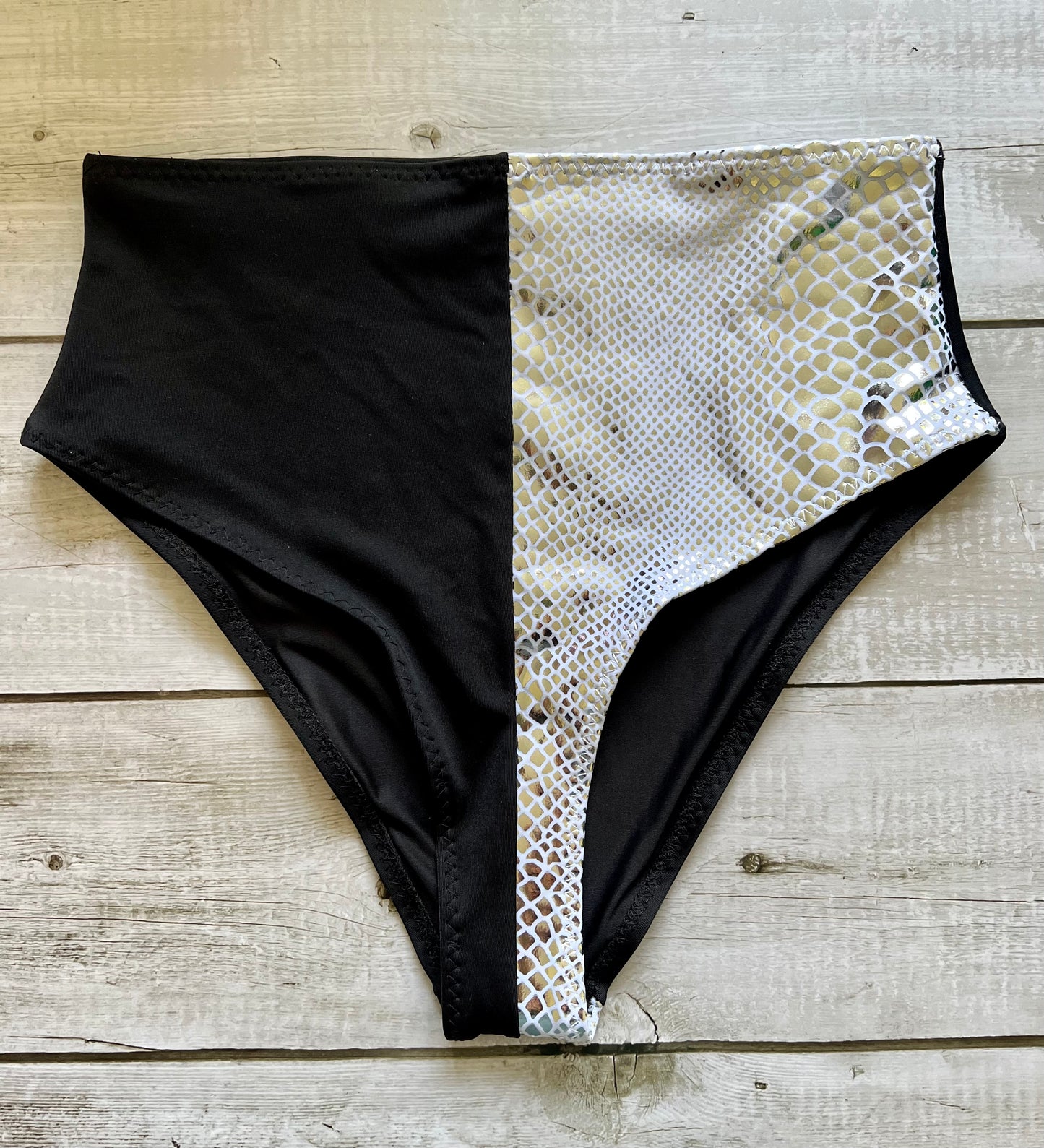 Black & Silver Snake High Bottoms - Size 10