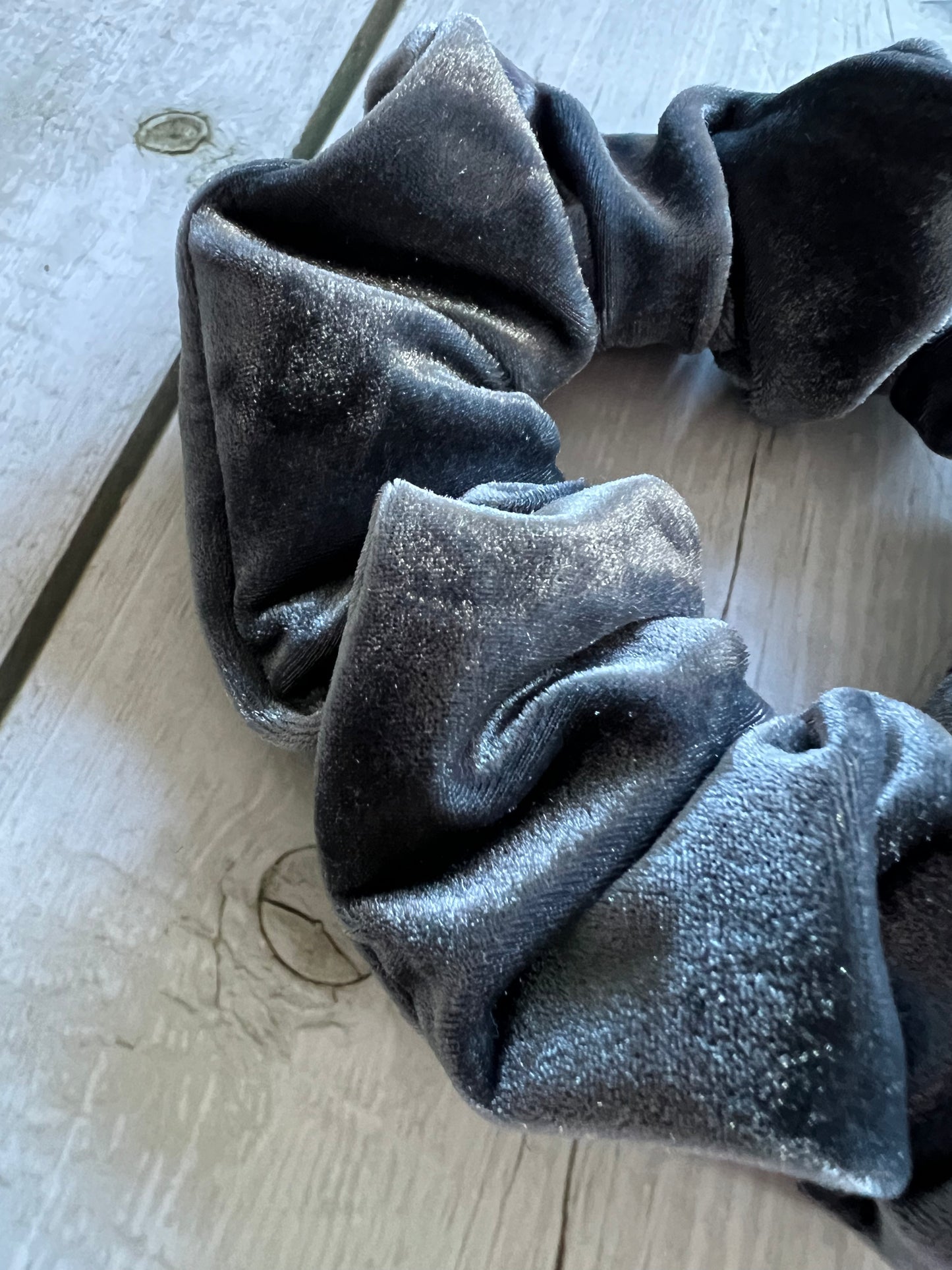 Grey Velvet Scrunchie