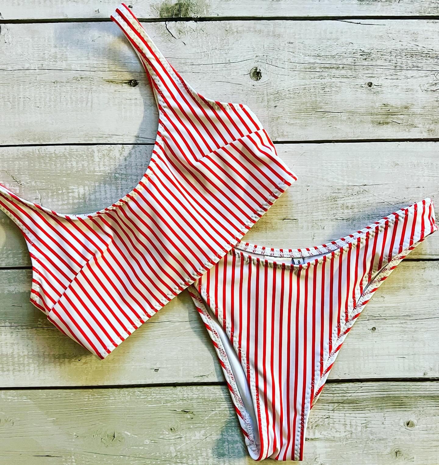 Coral Striped Bikini