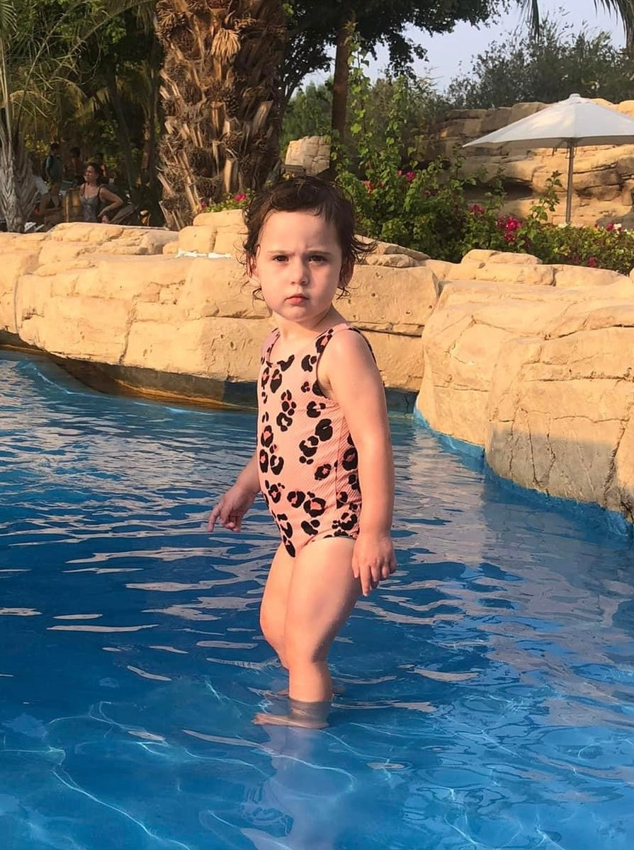 Girls Pink Leopard Swimsuit