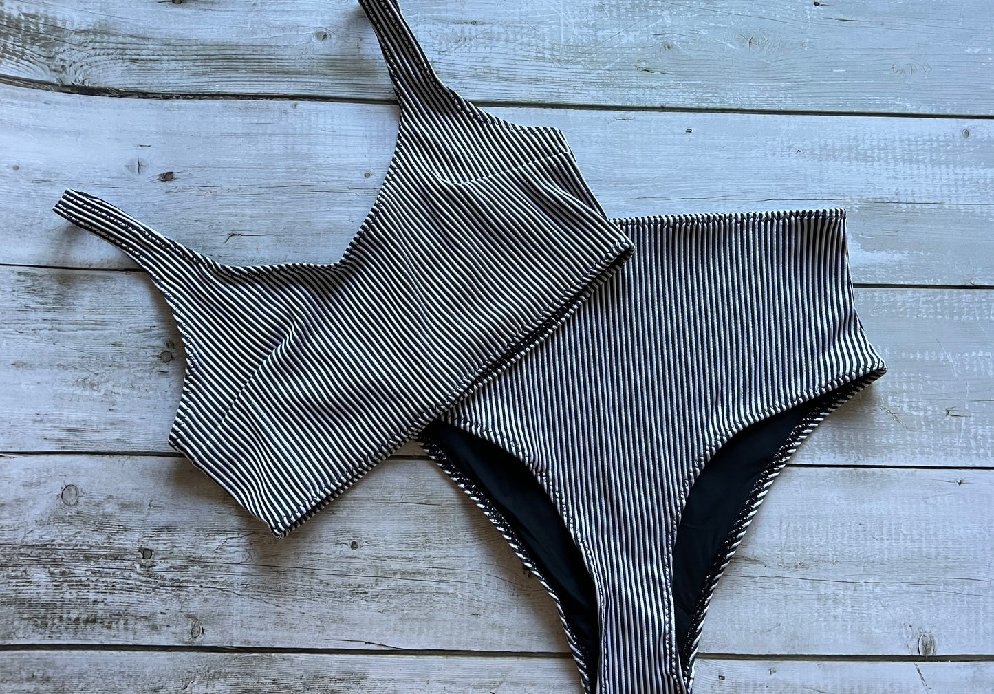 Navy Pinstripe Bikini - Size 10 & 12