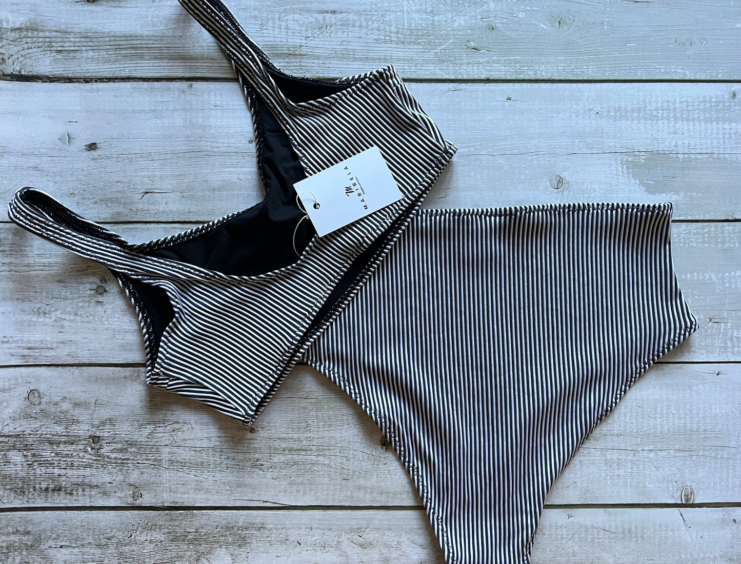 Navy Pinstripe Bikini - Size 10 & 12