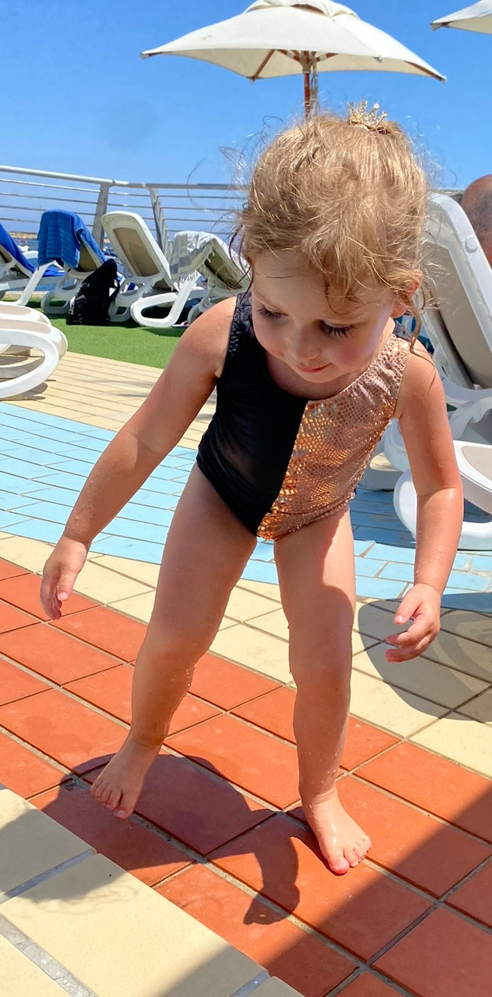 Girls Rose Gold/Back Swimsuit