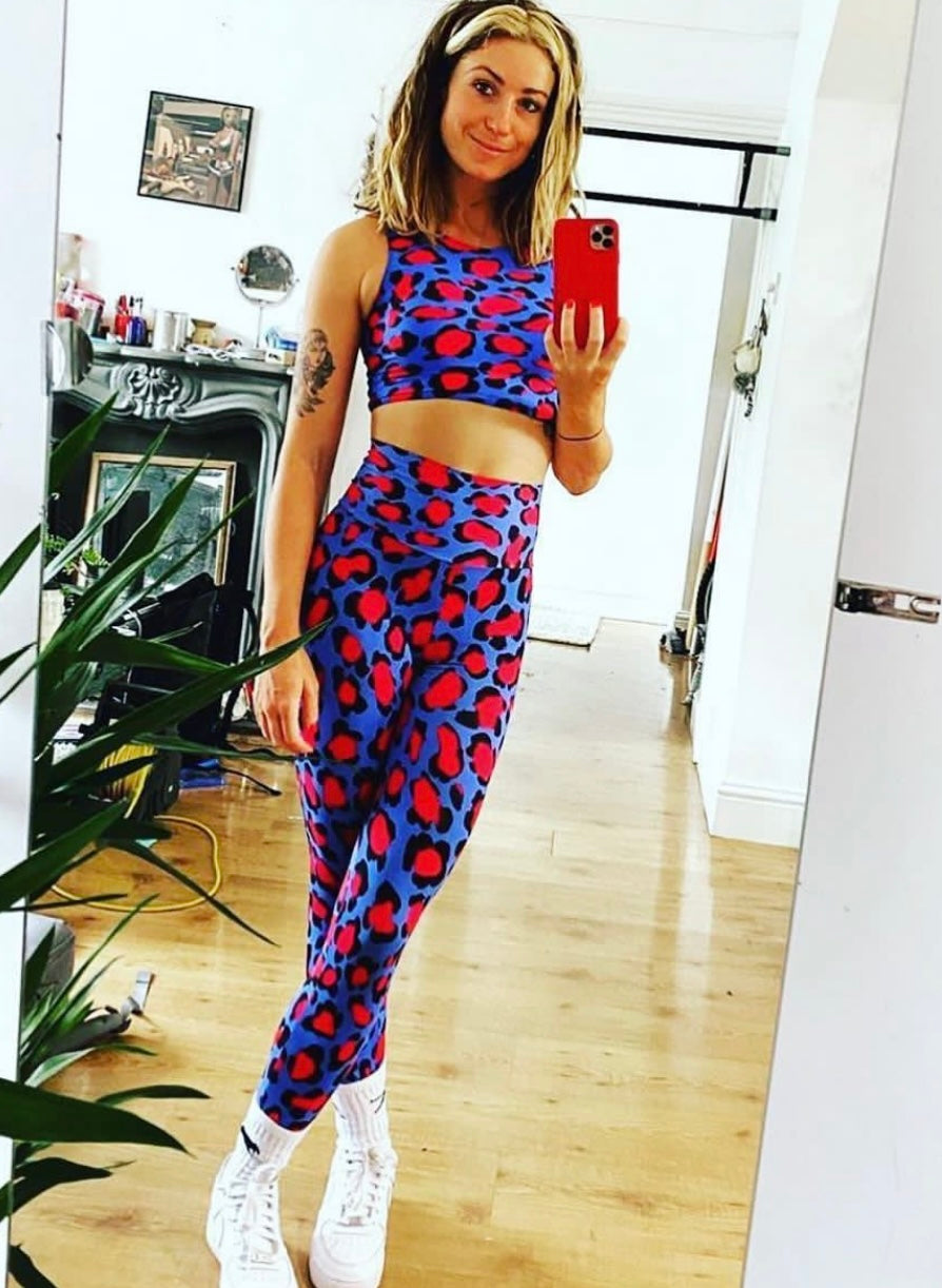 Blue Leopard Print Leggings