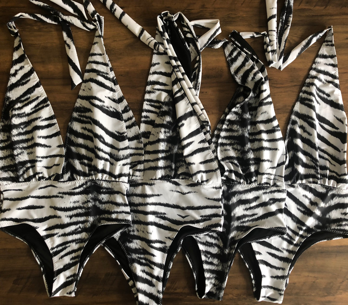 White Tiger Halter Swimsuit - Size 14