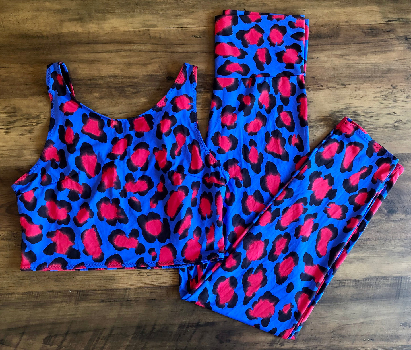 Blue Leopard Print Leggings