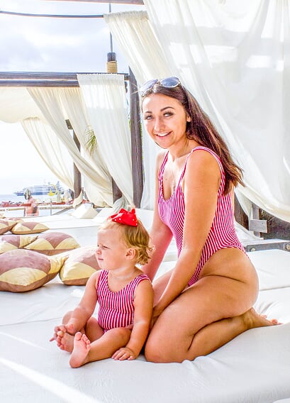 Pink Striped Swimsuit