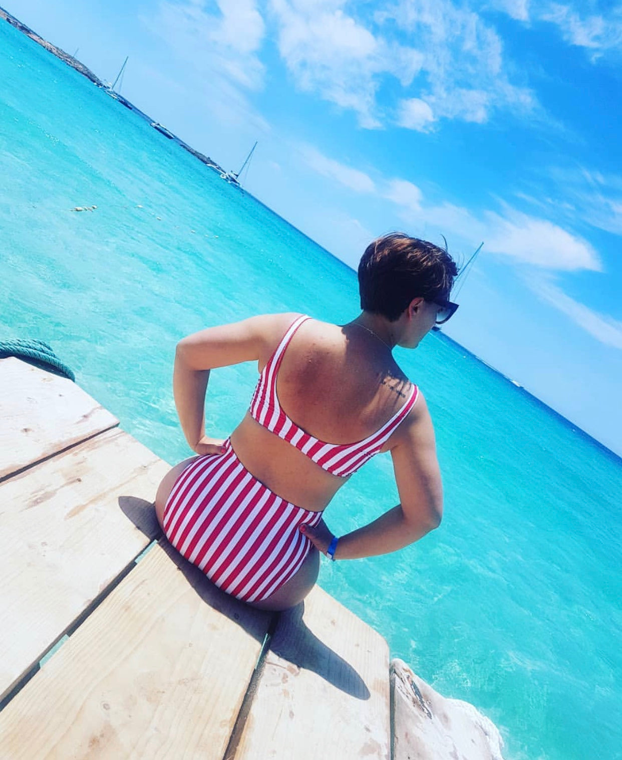 Red Striped Bandeau Bikini