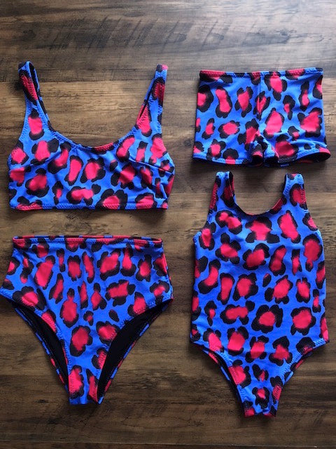 Boys Blue Leopard Trunks