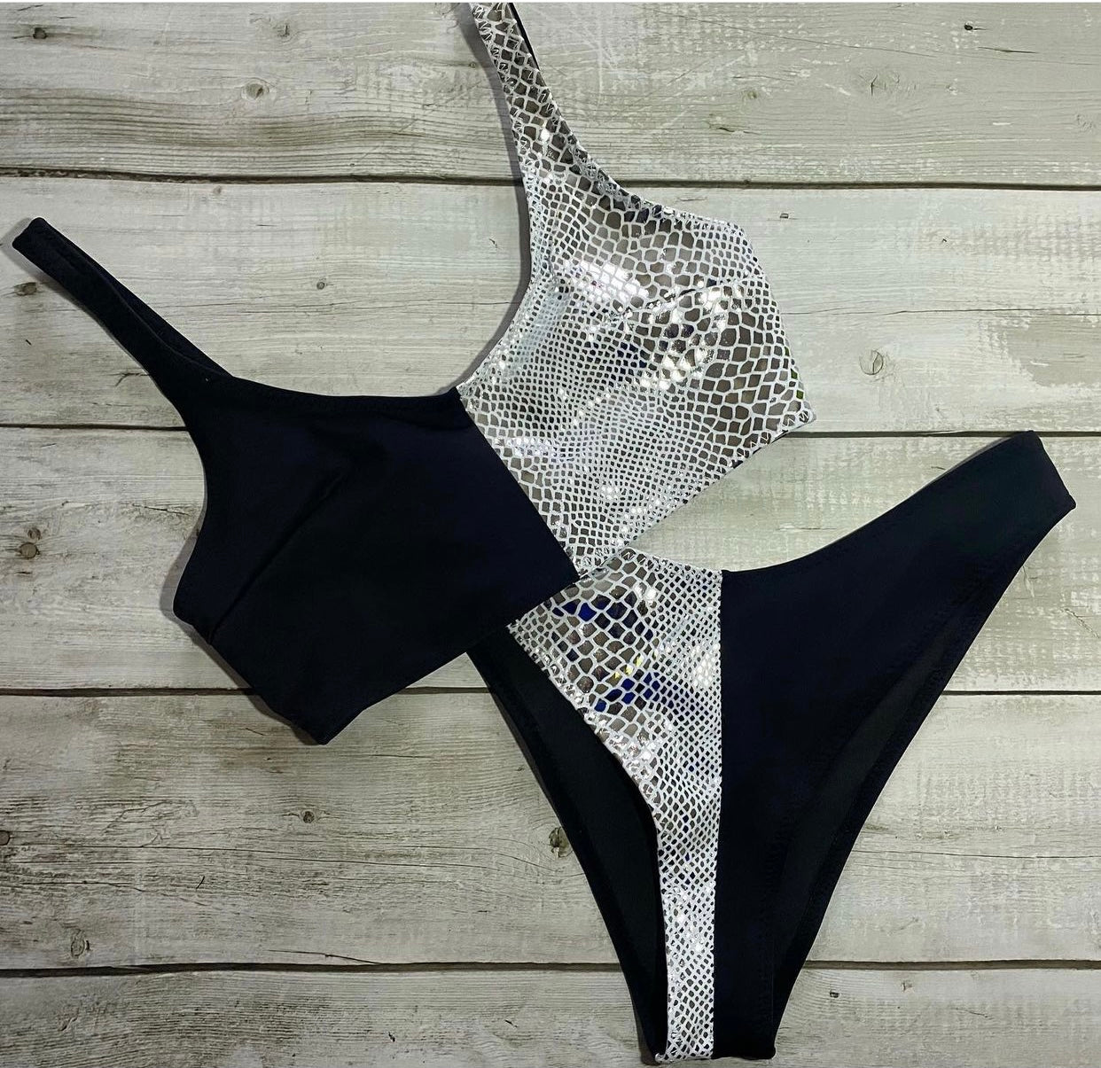 Black & White half/half Bikini