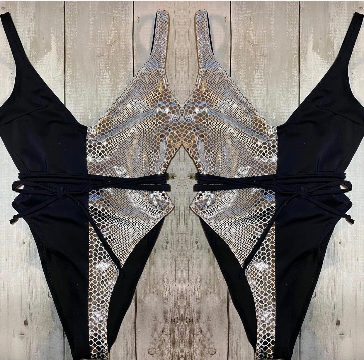 Black & White half/half Swimsuit
