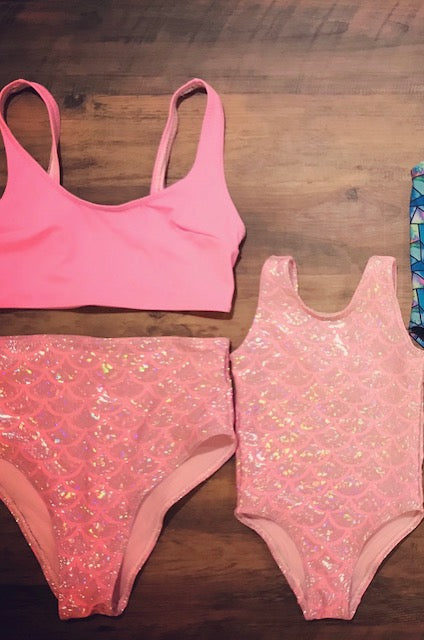 Girls Pink Mermaid Swimsuit