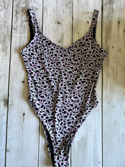 Purple Leopard Swimsuit - Size 8