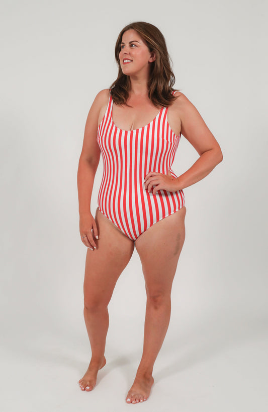 Red Striped Swimsuit