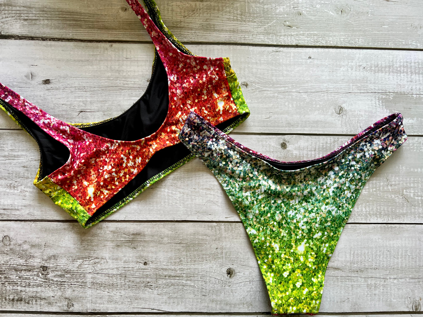 Rainbow Glitter Bikini - Size 8