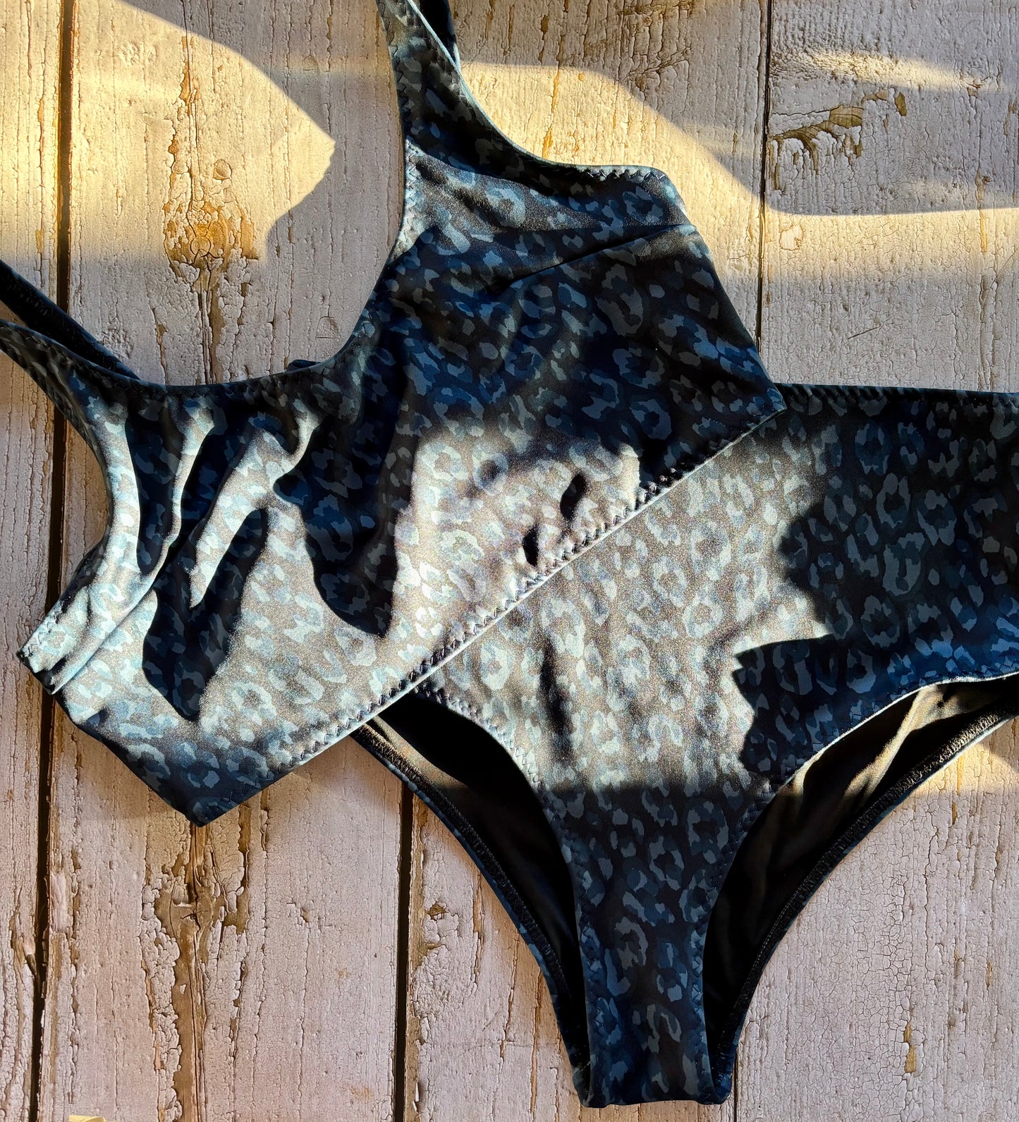 Dark Blue Leopard Bikini - Size 12