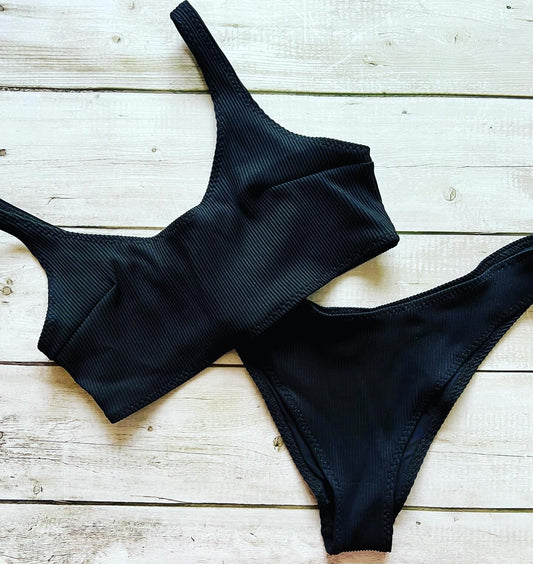 Black Ribbed Bikini