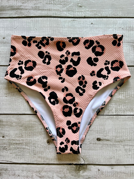 Pink Leopard High Waist Bottoms - Size 8