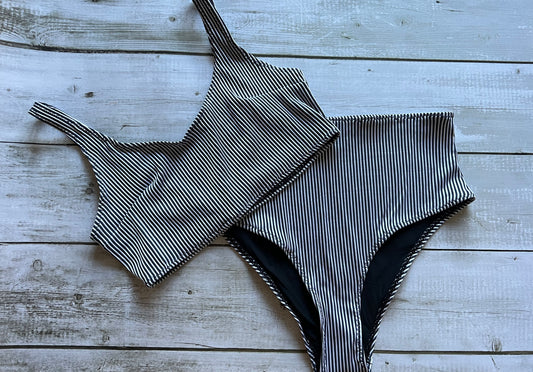 Navy Pinstripe Bikini - Size 10 & 12