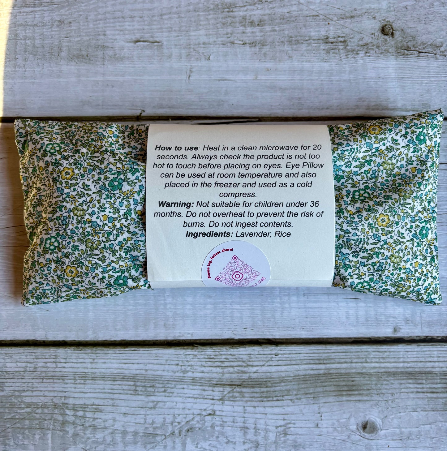 Green Liberty Print Lavender Eye Pillow