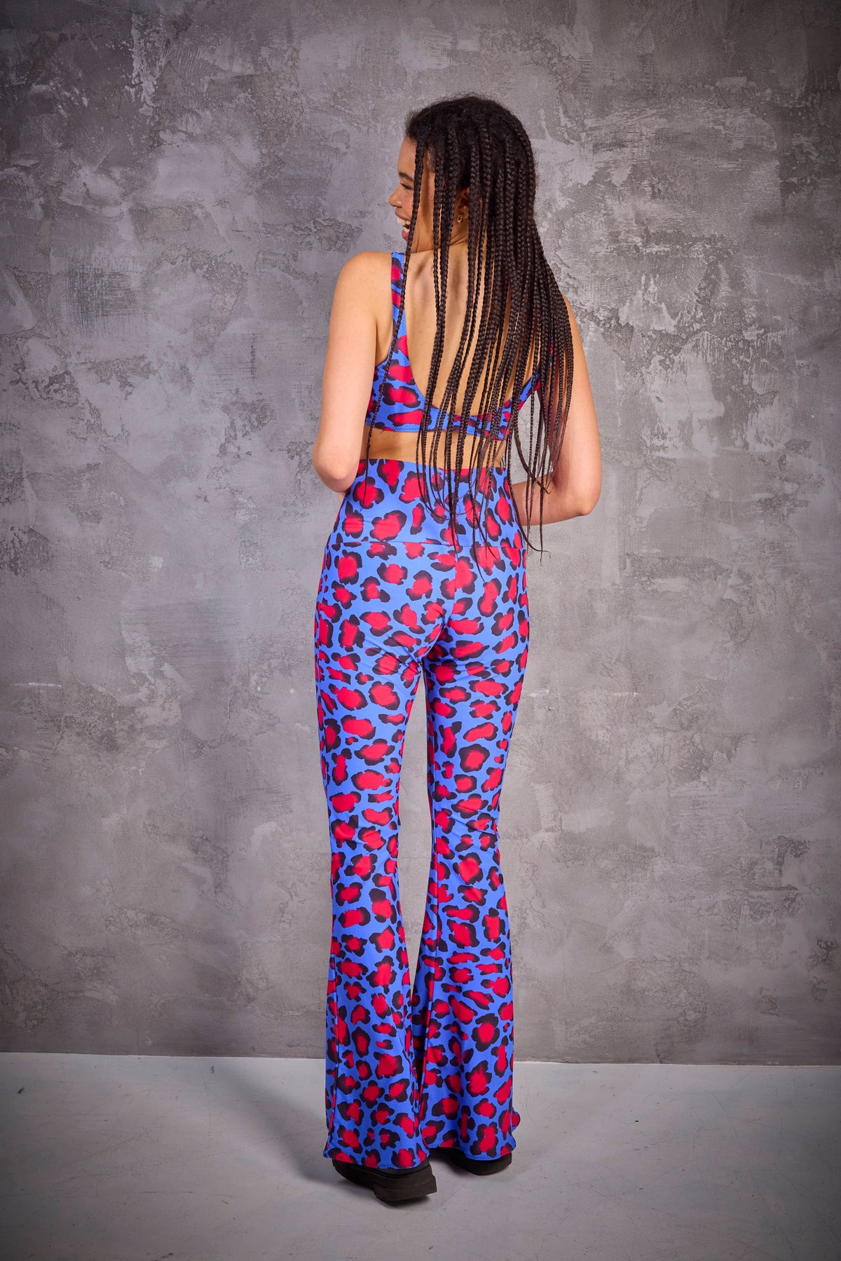 Blue Leopard Disco Flares