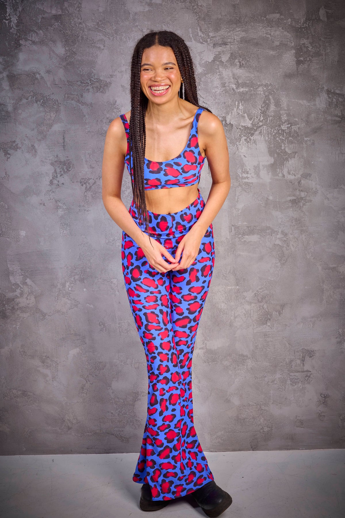 Blue Leopard Disco Flares
