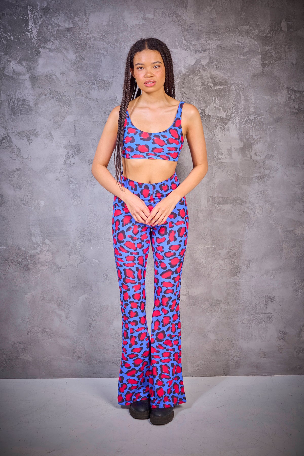 Blue Leopard Disco Flares