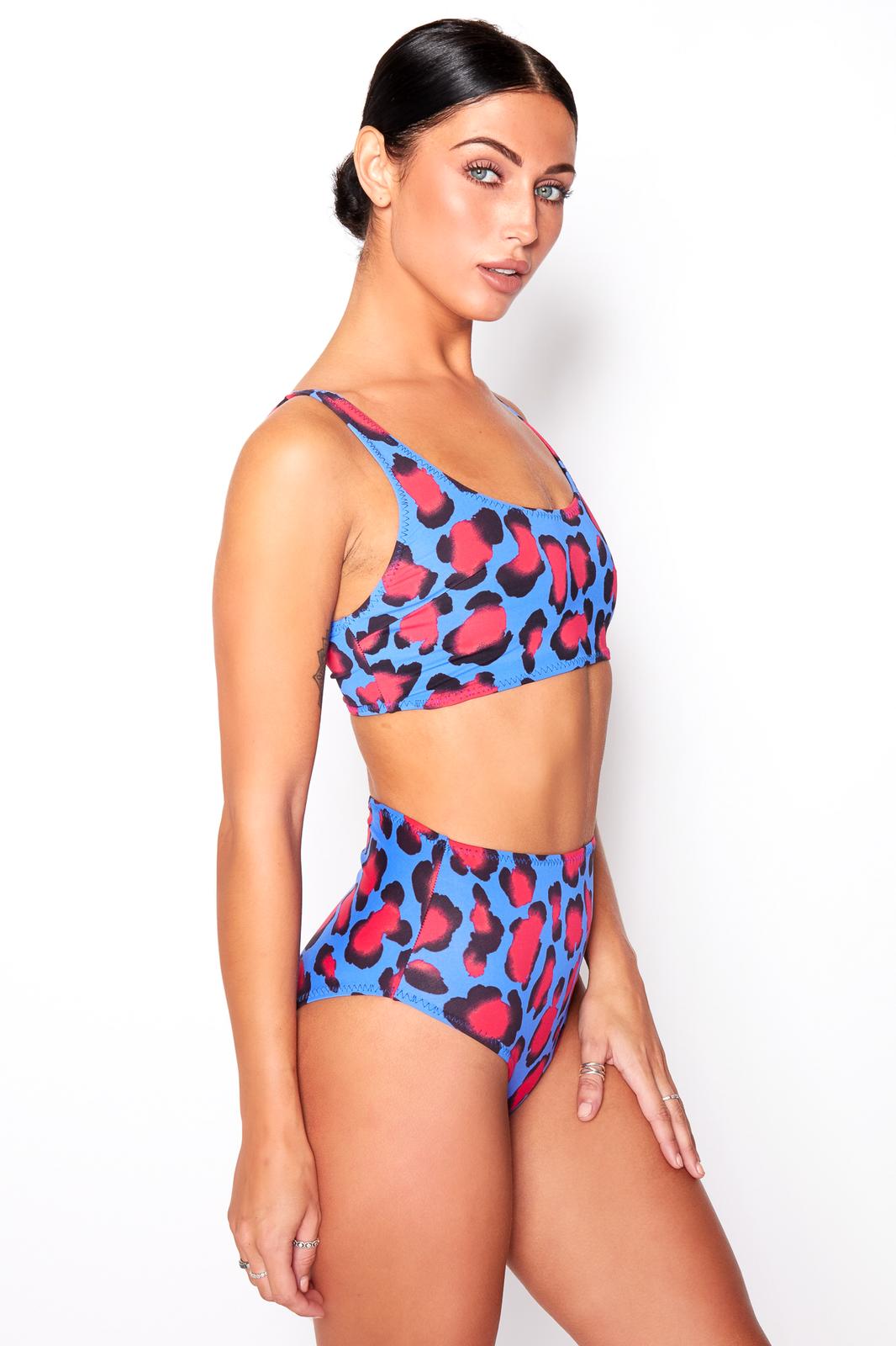 Blue Leopard Bikini Top