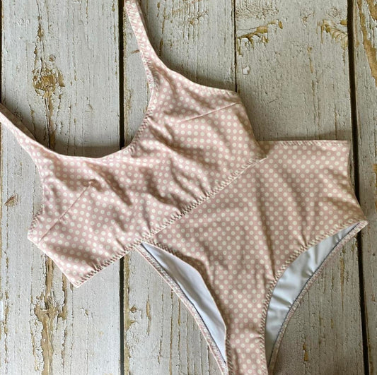 Pink Spotty High Waist Bikini - Size 12