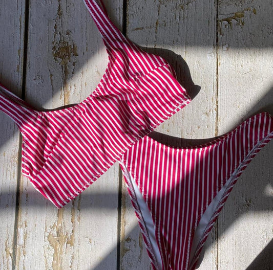 Pink Stripe Bikini - Size 8