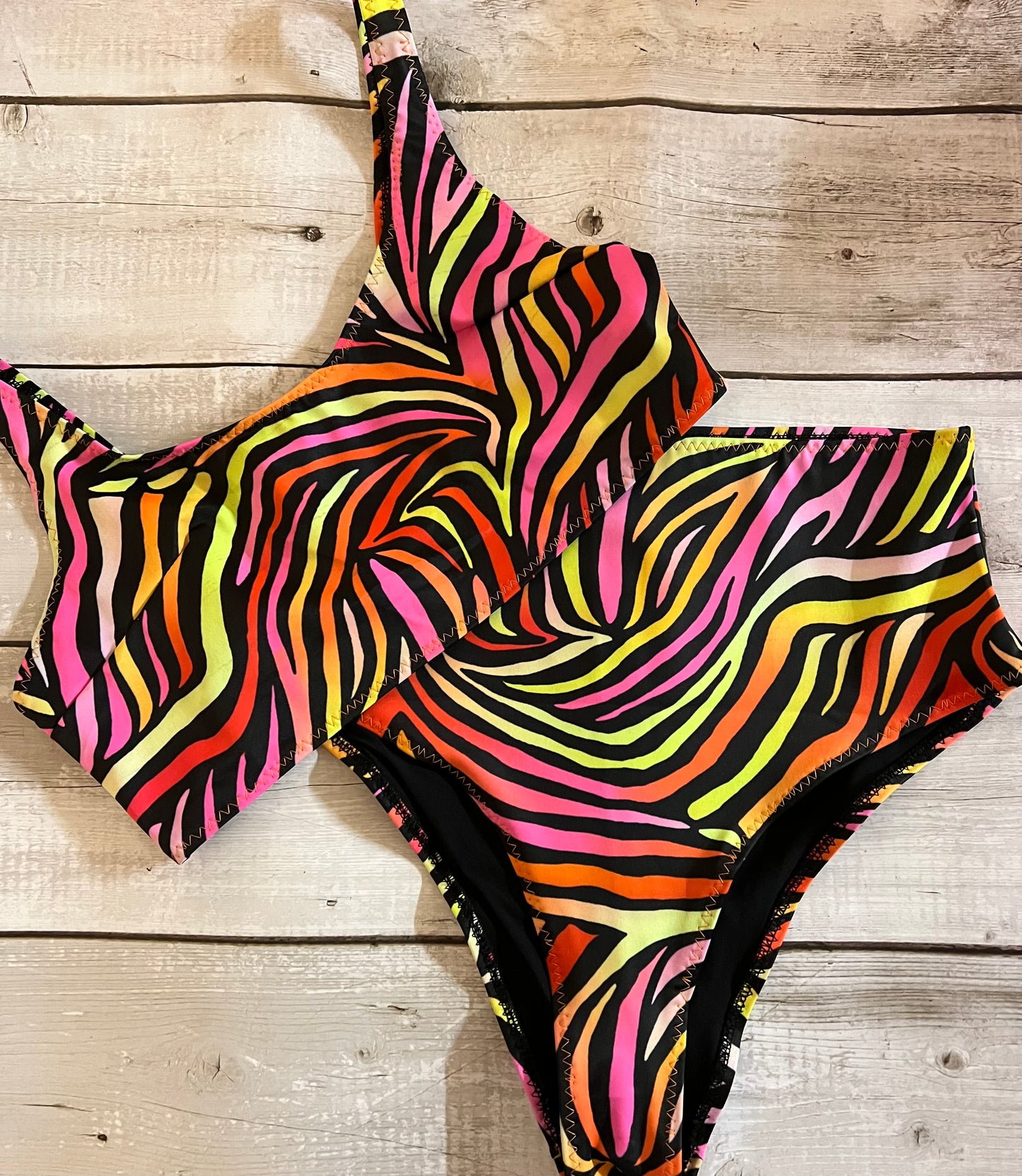 Multicoloured Zebra Bikini - Size 12