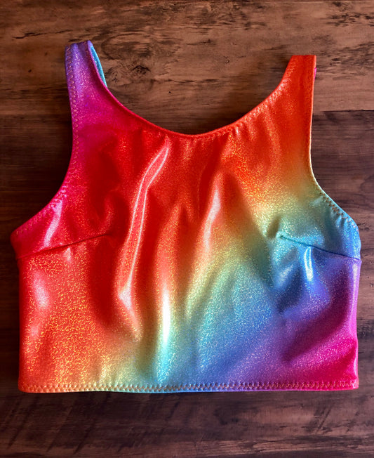 Holographic Rainbow Cropped Top