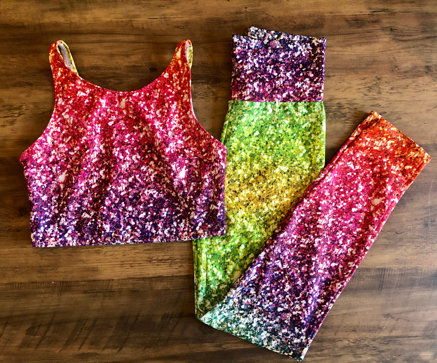 Glitter Rainbow Cropped Top