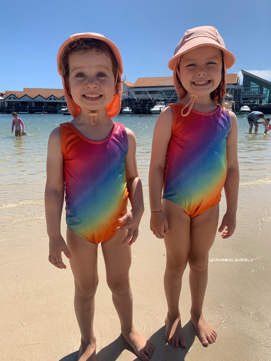 Girls Holographic Rainbow Swimsuit