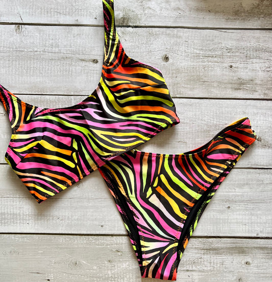 Multicolourd Zebra Bikini - Size 10