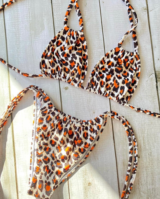 Orange Leopard String Bikini