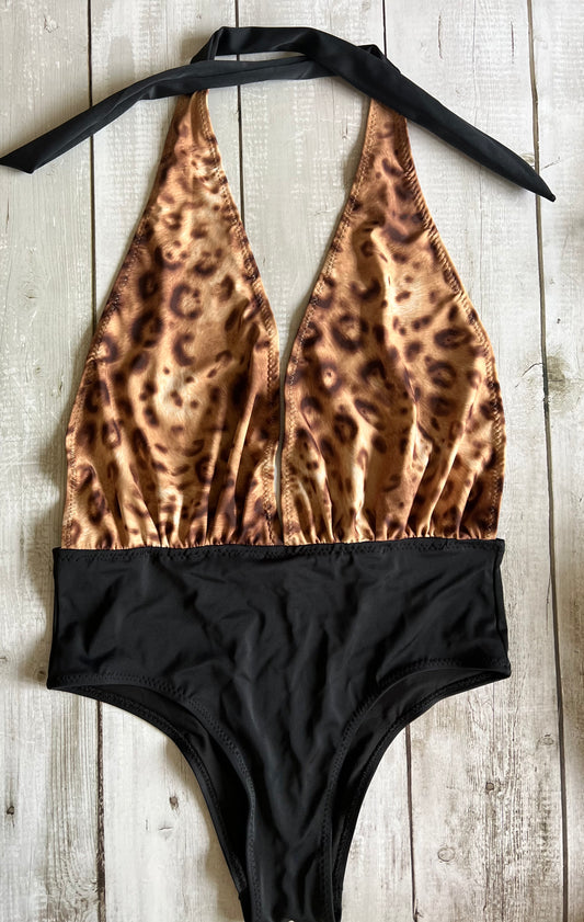 Leopard Halter Swimsuit - Size 14