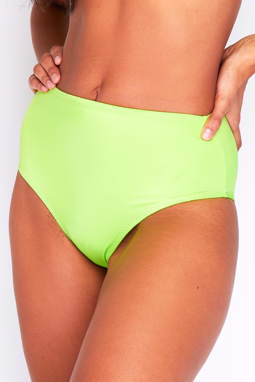 High waisted clearance neon green bikini